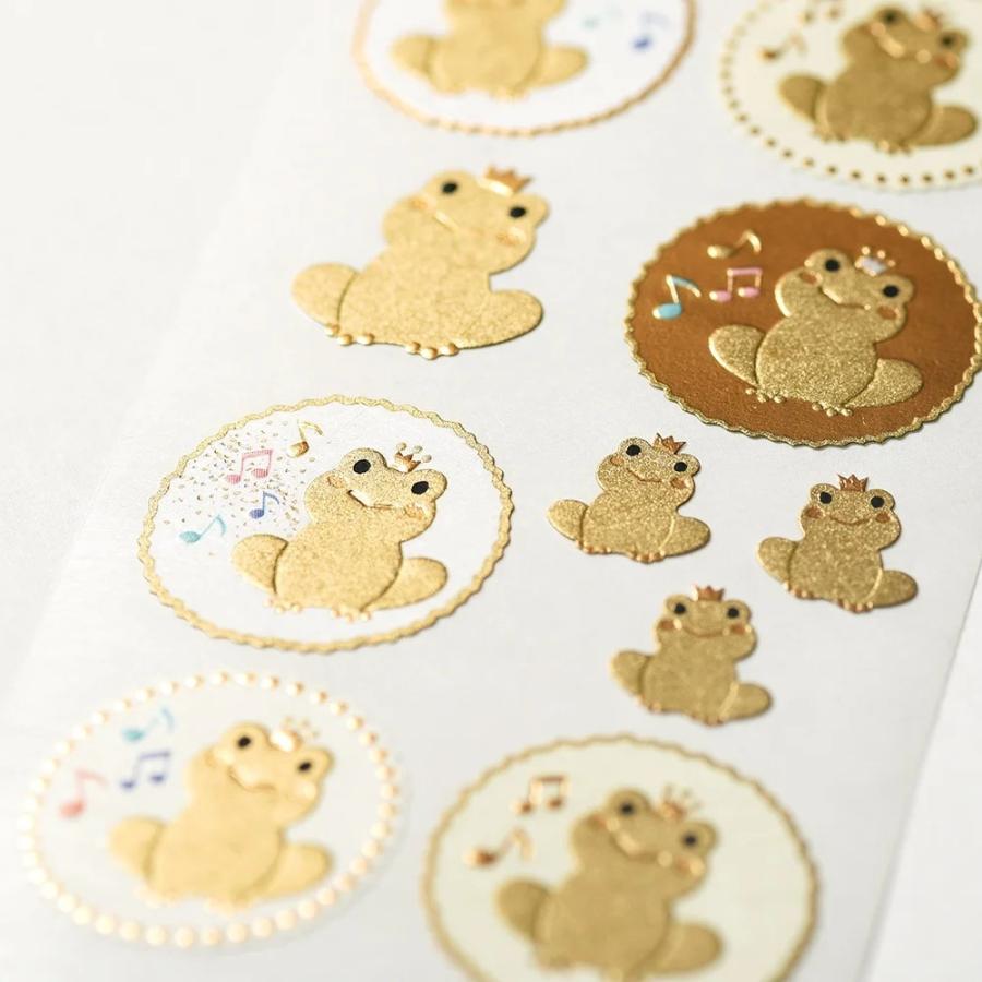 G.C.PRESS　シール　カエルと音符　521-55｜文房具 デコレーション ラッキーシンボル かわいい 蛙 封かん 金 ゴールド 動物 |  | 02