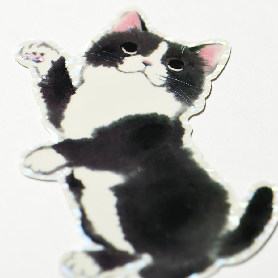 G.C.PRESS　ステッカー　墨絵　ねこ　はちわれ　522-23｜文房具 デコレーション シール 防水 耐水 スマホ 猫 キャット |  | 03