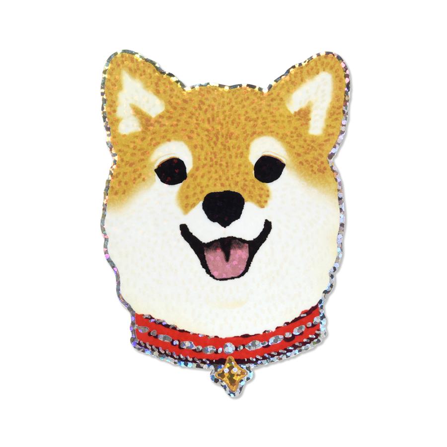 G.C.PRESS　ステッカー　犬顔　シバ　523-04｜柴犬 犬 ドッグ 動物 シール フレークステッカー スマホ スーツケース |  | 01