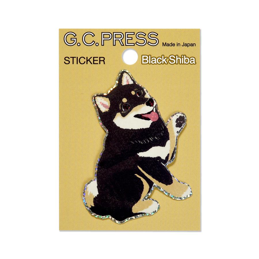 G.C.PRESS　ステッカー　黒シバ　523-19｜フレークステッカー エンブレムステッカー デコステッカー 犬 ドッグ イラスト 防水 |  | 01