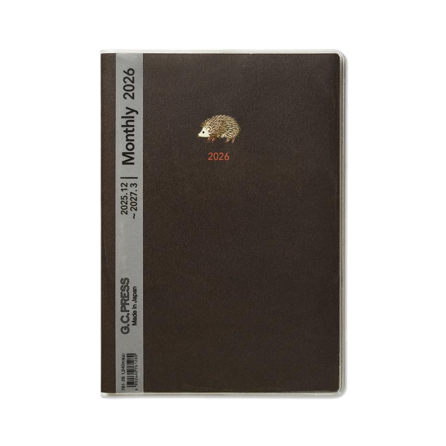 G.C.PRESS　2026ダイアリー　月間　Ｂ６　ハリネズミ　761-28｜2026手帳 スケジュール帳 日記 マンスリー 月曜始まり | 
