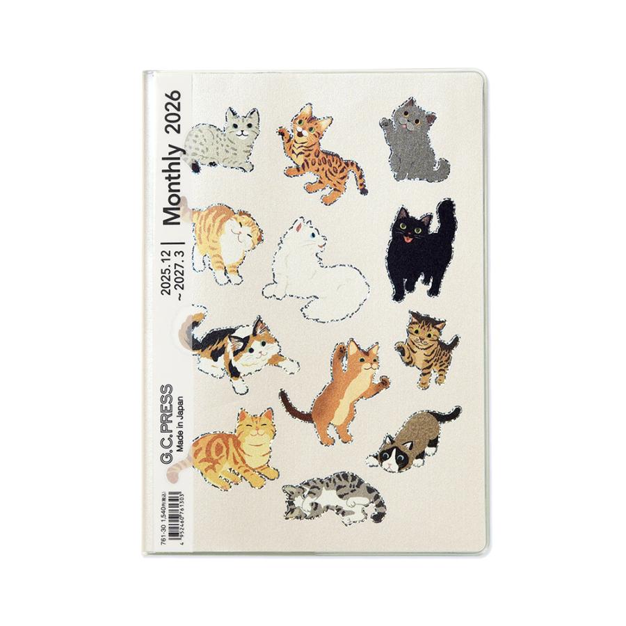G.C.PRESS　2026ダイアリー　月間　Ｂ６　マイキャット　761-30｜2026手帳 スケジュール帳 日記 マンスリー 月曜始まり | 