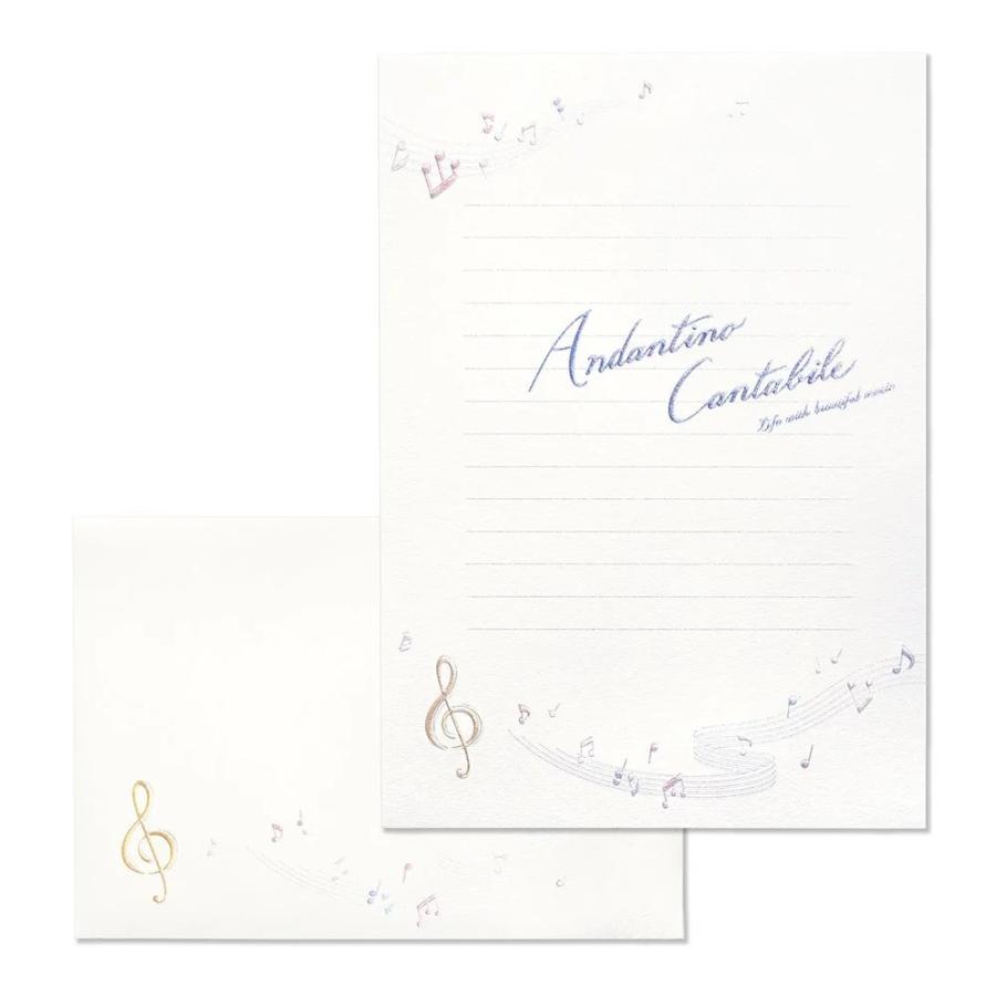 G.C.PRESS　便箋/封筒セット　アンダンティーノ　音符　ヨコ罫 | 