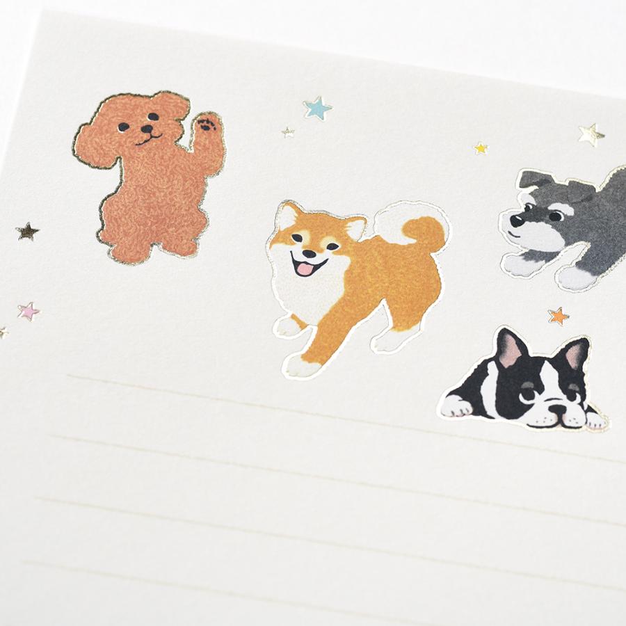 G.C.PRESS　便箋/封筒セット　マイドッグ　ヨコ罫｜文房具 レターセット 手紙 犬 トイプードル ダックスフント 箔押し |  | 04