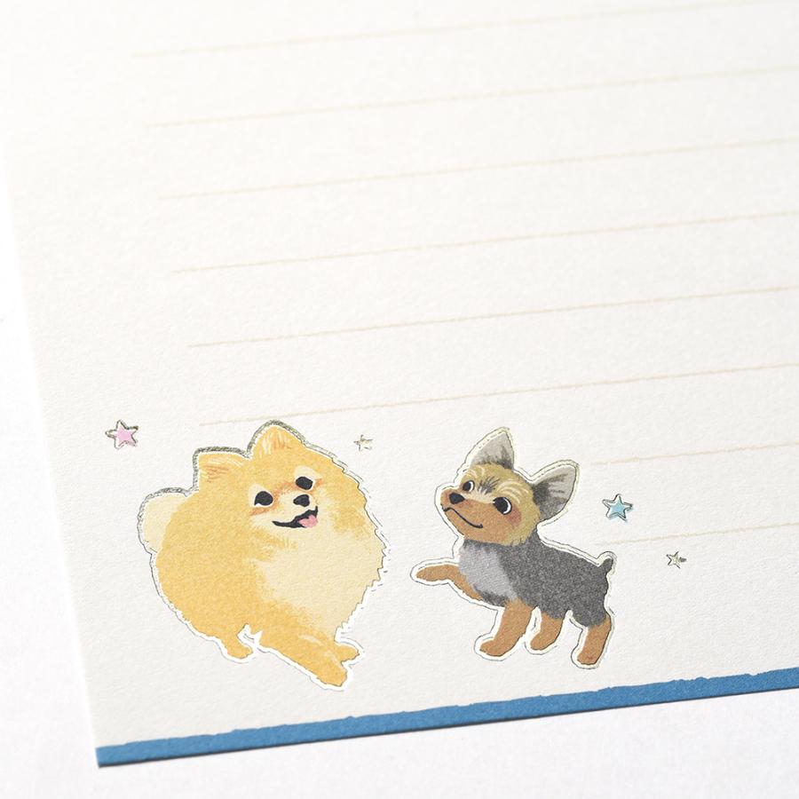 G.C.PRESS　便箋/封筒セット　マイドッグ　ヨコ罫｜文房具 レターセット 手紙 犬 トイプードル ダックスフント 箔押し |  | 09