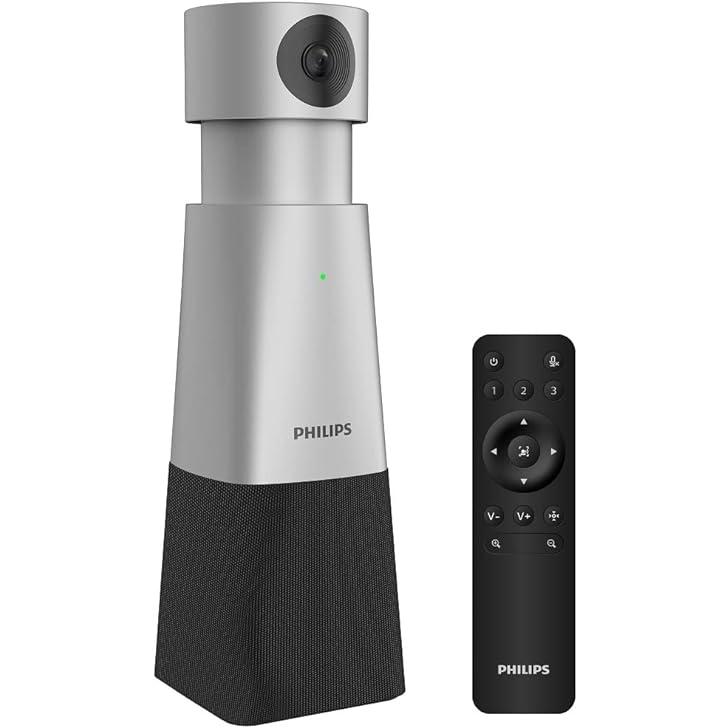 PHILIPS スマートミーティングカメラ & スピーカー PSE0550 フィリップス 4K ULTRA HD マイク 自動音声追尾機能搭載 360度回転カメラ リモコン付き | 
