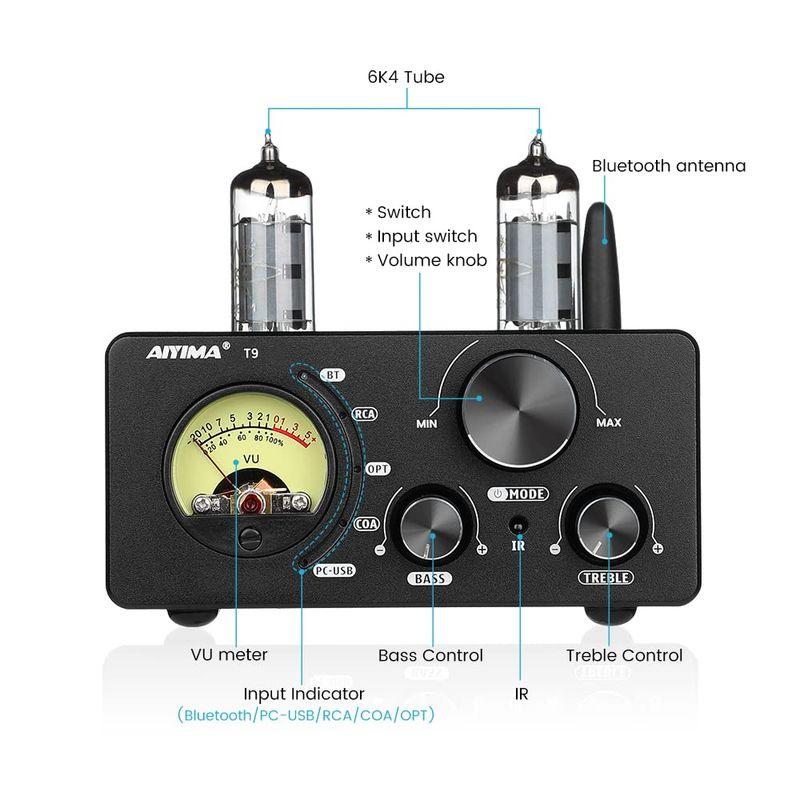 AIYIMA T9 Bluetooth 5.0 100W*2チューブアンプ 2.0チャンネル 真空管 USB DACステレオHiFiホームオ USB T9 Bluetooth 100W*2チューブアンプ 0チャンネル 真空管 DACステレオHiFiホームオ テレビ