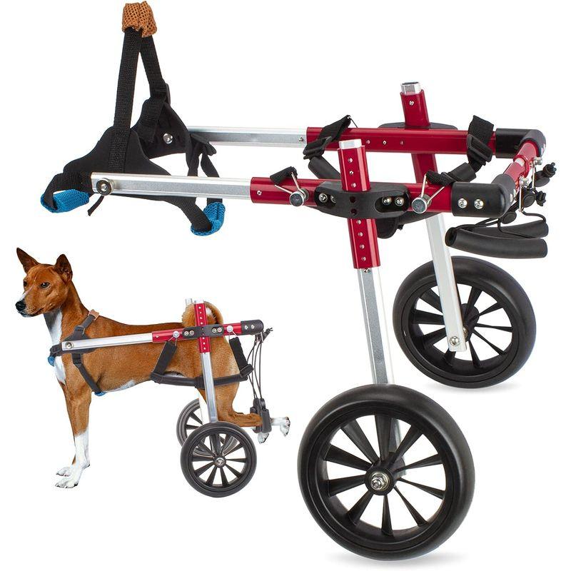 犬用車椅子 後肢リハビリサポート2輪歩行器 犬用カート補助輪 軽量 サイズ調整可能 小型・中型犬用 コーギー 柴犬など 老犬介護 (赤， M 後肢リハビリサポート2輪歩行器 犬用カート補助輪 軽量 サイズ調整可能 小型 中型犬用 コーギー 柴犬など 老犬介護 赤， サイズ