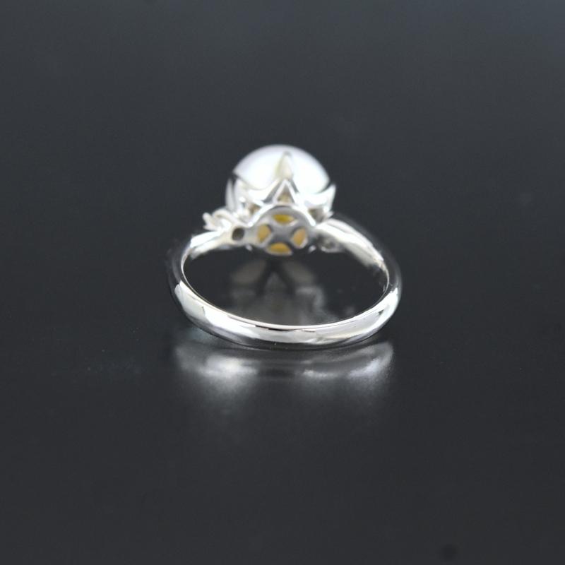 パールリング 一粒 真珠 指輪 9.2mm ダイヤモンド 0.13ct 12号