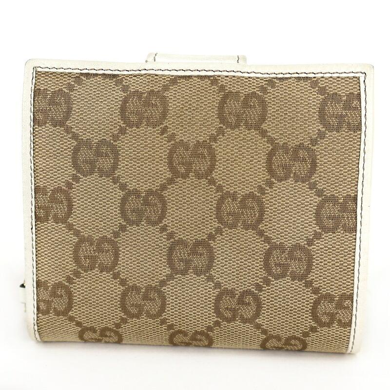 GUCCI GGキャンパス　二つ折り財布　ベージュ GGキャンバス グッチ 財布 二つ折り 154181 ベージュ×ホワイト gucci