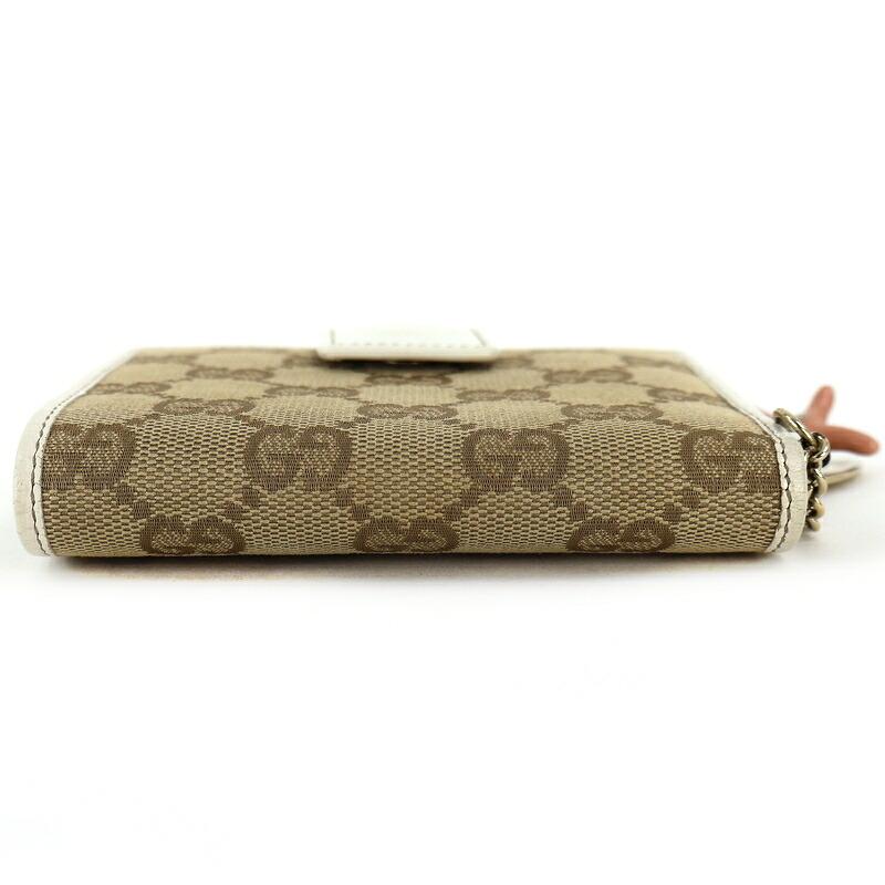 GGキャンバス グッチ 財布 二つ折り 154181 ベージュ×ホワイト gucci