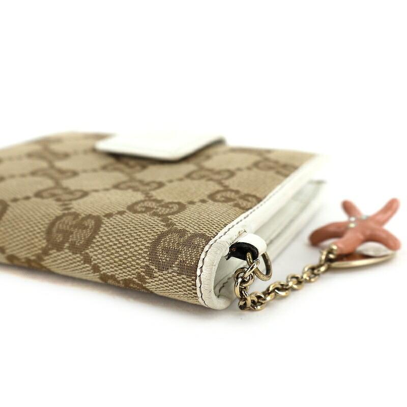 GGキャンバス グッチ 財布 二つ折り 154181 ベージュ×ホワイト gucci