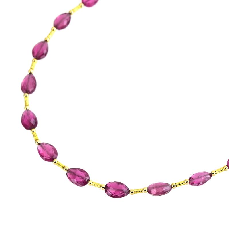 ピンクトルマリン ネックレス 18金 18k イエローゴールド 宝石