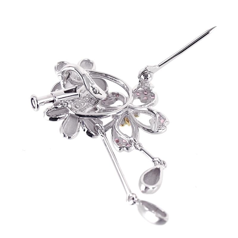 石川暢子 ブローチ兼ペンダント アズタイム 桜 K18WG×YG 2WAY ダイヤ