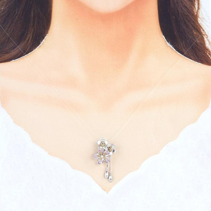 石川暢子 ブローチ兼ペンダント アズタイム 桜 K18WG×YG 2WAY ダイヤ
