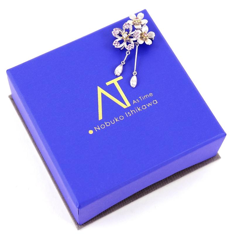 石川暢子 ブローチ兼ペンダント アズタイム 桜 K18WG×YG 2WAY ダイヤ