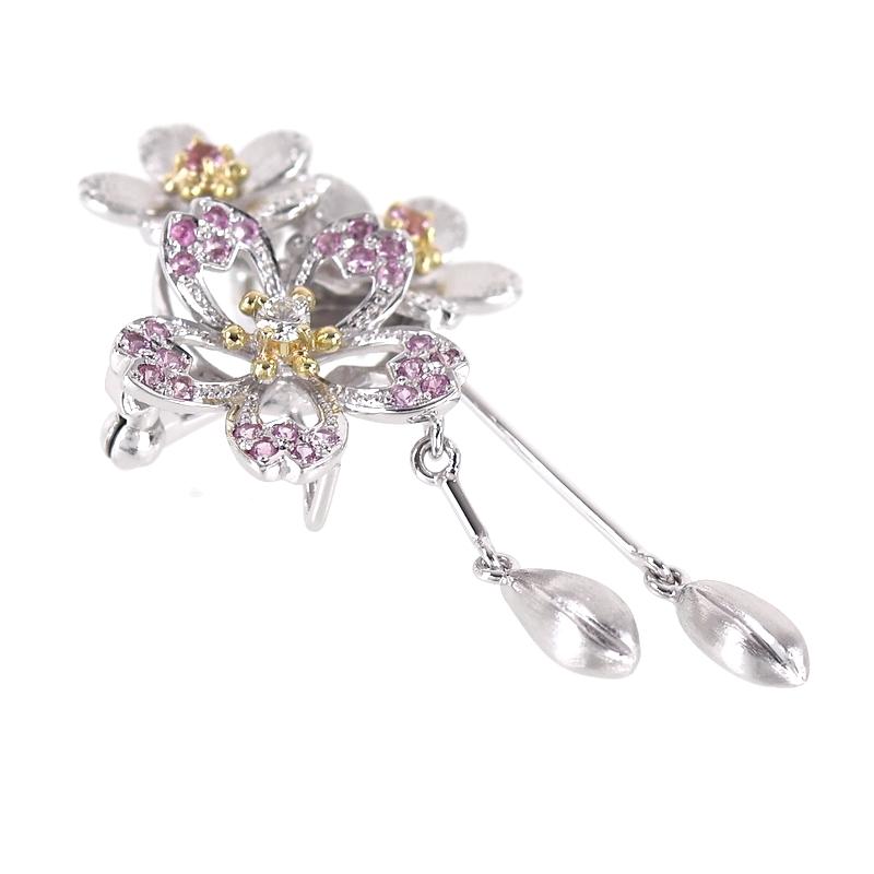 石川暢子 ブローチ兼ペンダント アズタイム 桜 K18WG×YG 2WAY ダイヤ