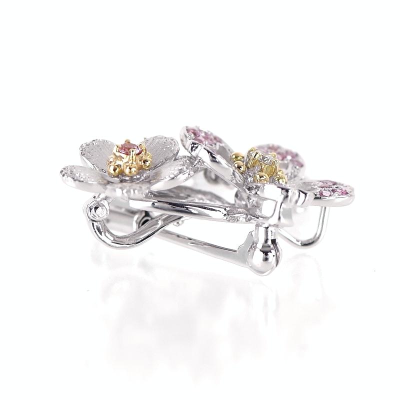 新品 石川暢子 シルバー製 ブローチ ジュエリー アクセサリー 石川暢子 ブローチ兼ペンダント アズタイム 桜 K18WG×YG 2WAY ダイヤ