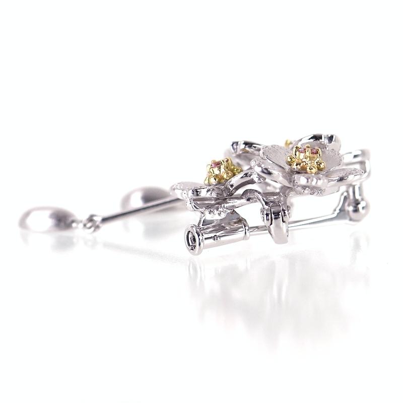 石川暢子 ブローチ兼ペンダント アズタイム 桜 K18WG×YG 2WAY ダイヤ