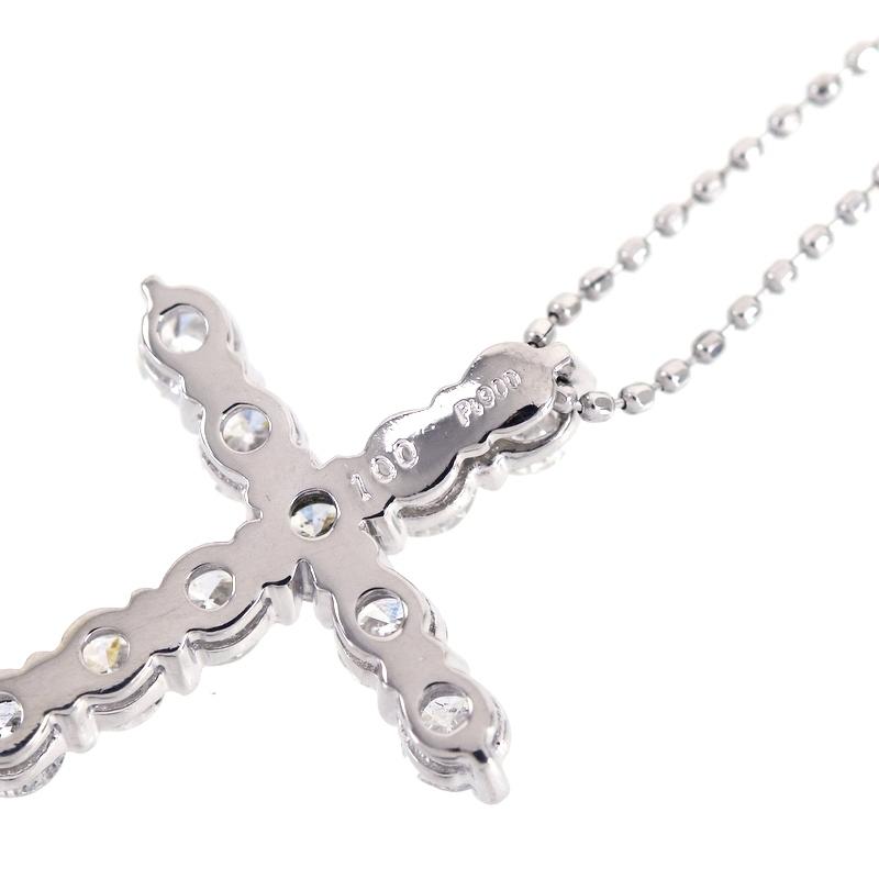 大*重様 Pt900/850 ダイヤ　1ct　クロスネックレス Pt900×850 ネックレス クロスモチーフ ダイヤ 1.00ct 43cm ジュエリー