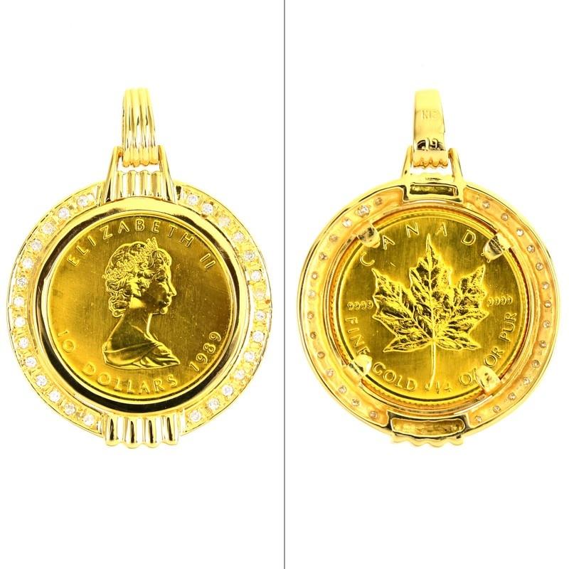 ペンダントトップ メイプルリーフ金貨 メイプル金貨 1/4oz 24k 18k