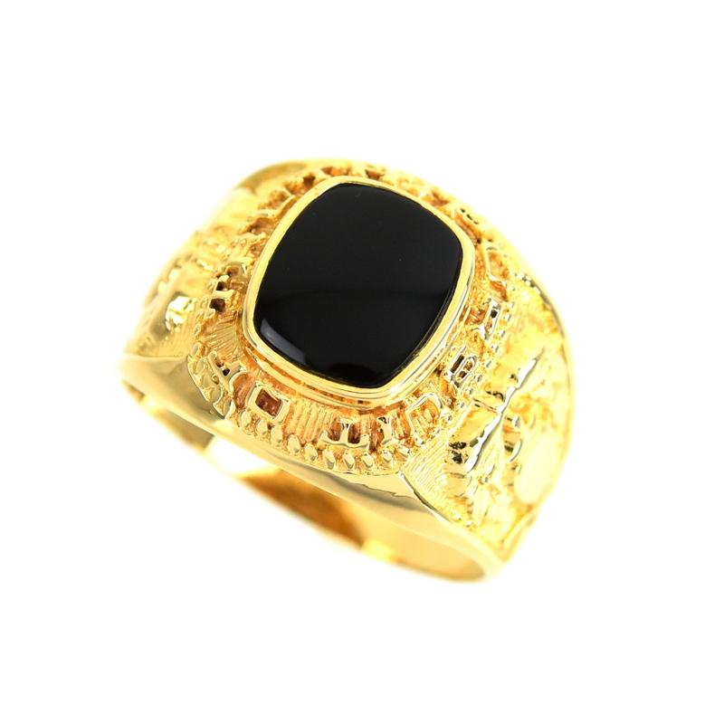 カレッジリング 指輪 オニキス 14.5号 18金 18k イエロー カレッジリング 指輪 オニキス 14.5号 18金 18k イエロー