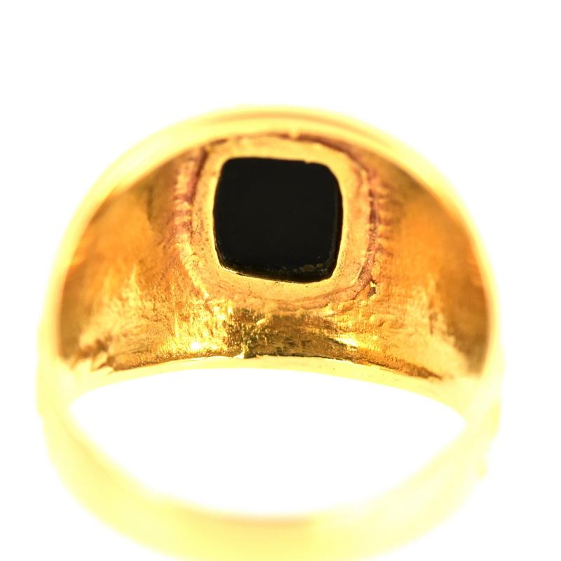 カレッジリング 指輪 オニキス 14.5号 18金 18k イエロー カレッジリング 指輪 オニキス 14.5号 18金 18k イエロー
