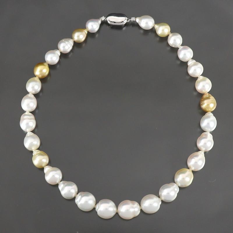 白蝶真珠　バロックネックレス　③ バロックパール ネックレス 白蝶真珠 10.1mm〜12.8mm 40cm ホワイト