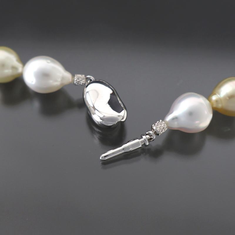 バロックパール ネックレス 白蝶真珠 10.1mm〜12.8mm 40cm ホワイト