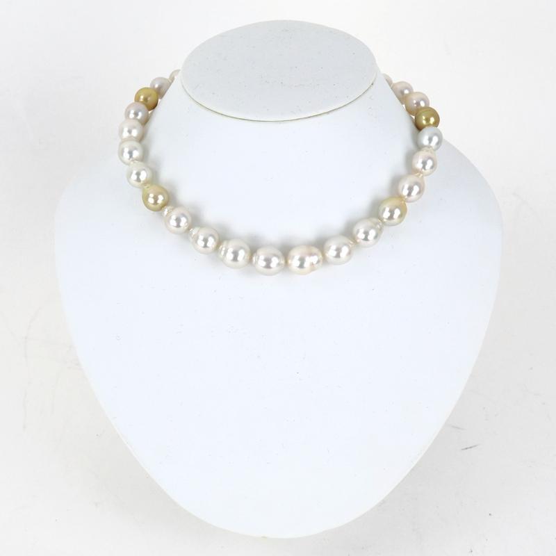 バロックパール ネックレス 白蝶真珠 10.1mm〜12.8mm 40cm ホワイト