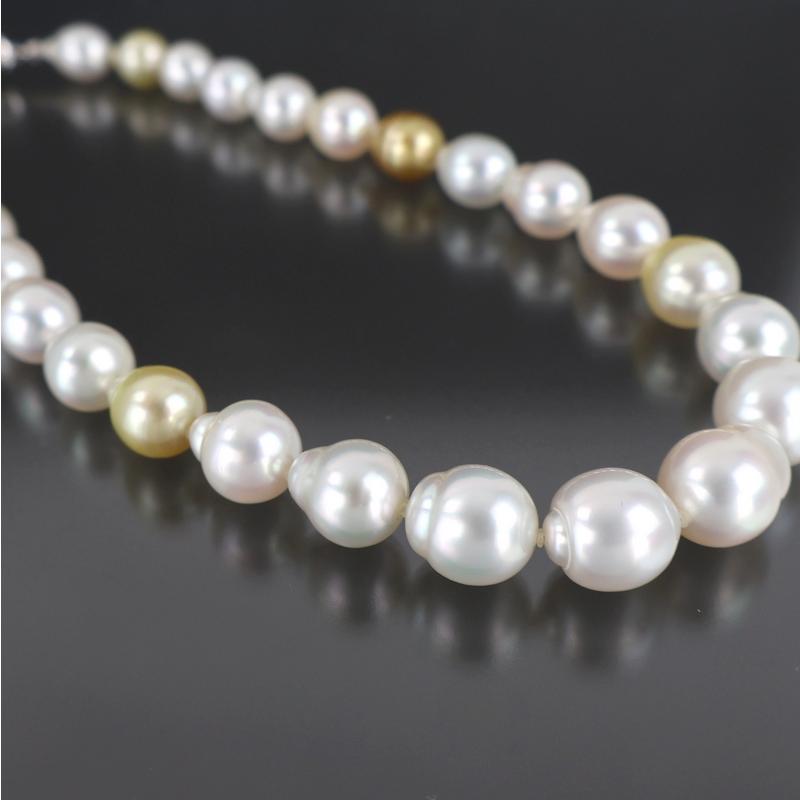バロックパール ネックレス 白蝶真珠 10.1mm〜12.8mm 40cm ホワイト
