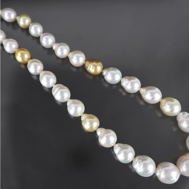 バロックパール ネックレス 白蝶真珠 10.1mm〜12.8mm 40cm ホワイト
