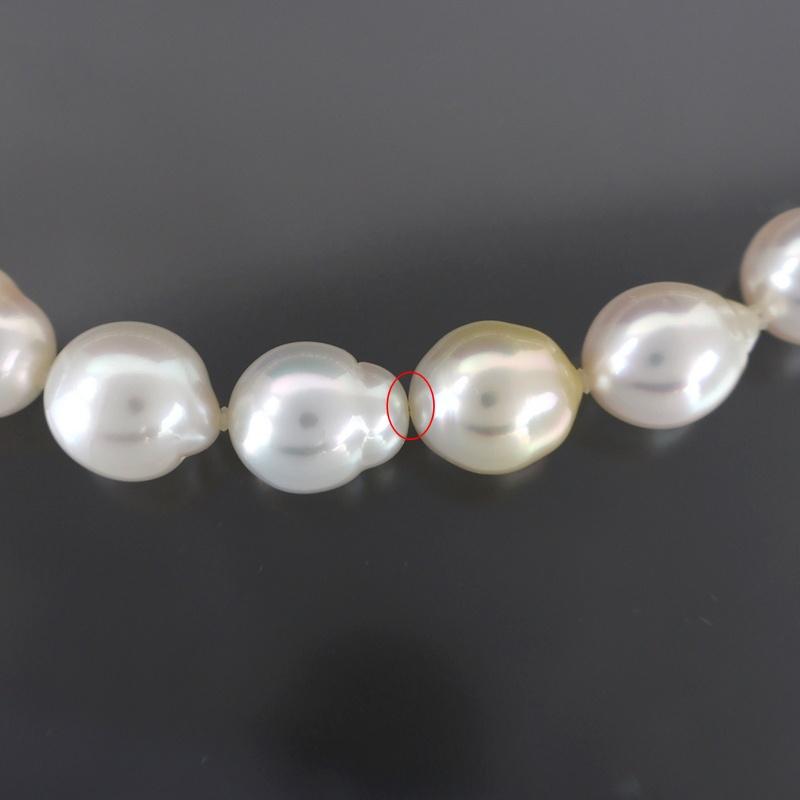バロックパール ネックレス 白蝶真珠 10.1mm〜12.8mm 40cm ホワイト