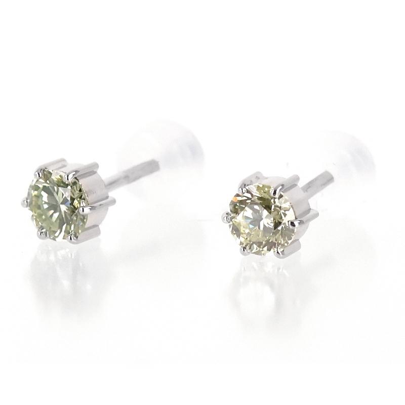 ダイヤモンド ピアス 一粒 0.363ct 0.361ct イエローダイヤ 鑑別書付き 