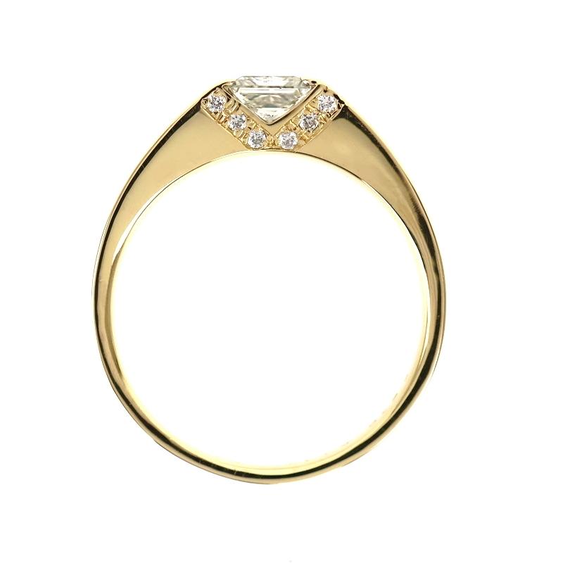 指輪 18金 K18YG ダイヤモンド 0.505ct 0.06ct プリンセスカット 12号 