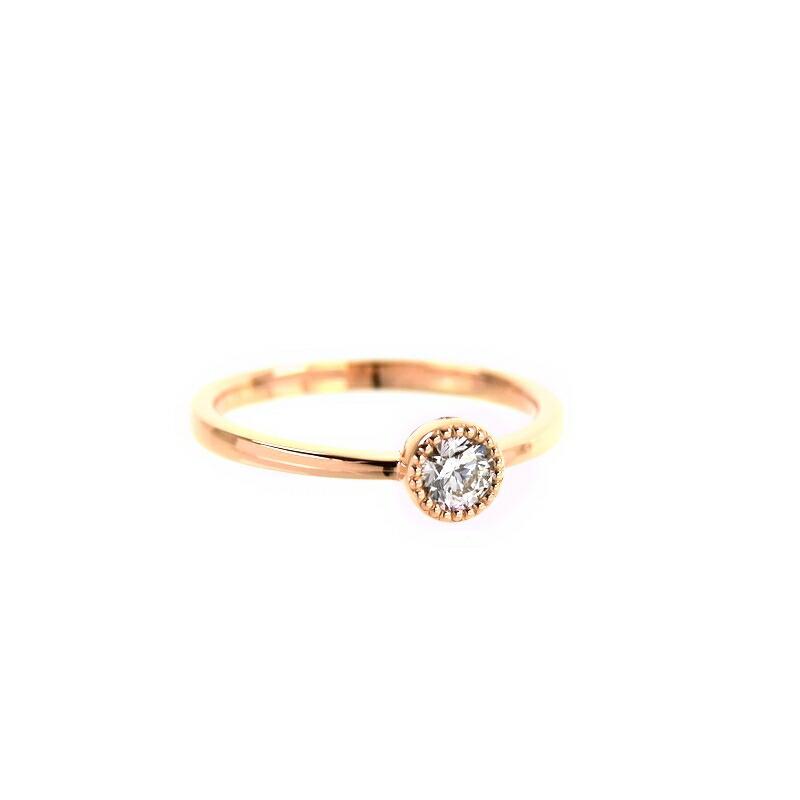 指輪 レディース 18金 11号 K18PG ピンクゴールド ダイヤ 0.253ct 0.01 