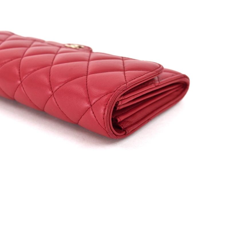 シャネル クラシックロングフラップウォレット マトラッセ ラムスキン 正規品 CHANEL シャネル 2つ折り長財布 クラシック ロング フラップ