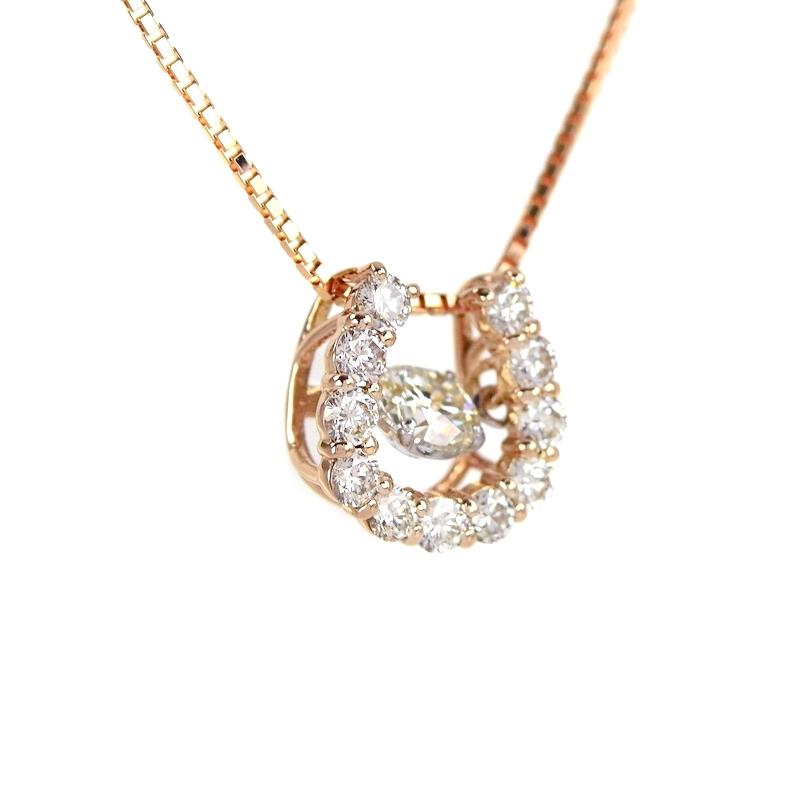ダンシングストーン ネックレス ダイヤ 0.276ct 0.32ct ホースシュー
