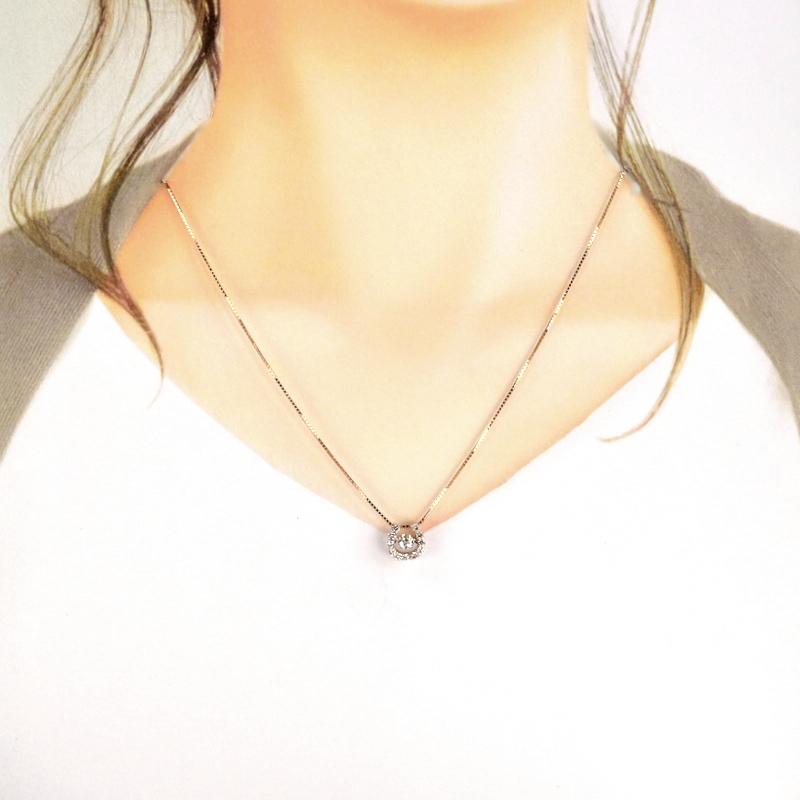 K18WG ホースシュー ダイヤダンシングストーン　ネックレス ダンシングストーン ネックレス ダイヤ 0.276ct 0.32ct ホースシュー