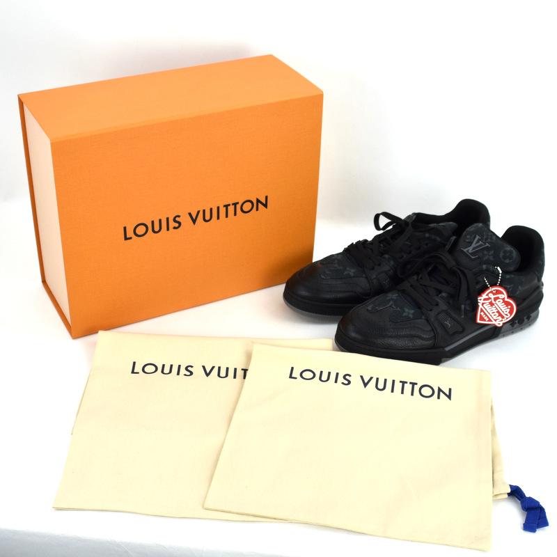 なお 袋あり限定ルイヴィトン　トレイナーモノグラム　スエードブラック LOUIS VUITTON ルイ・ヴィトン LV トレイナー ライン スエード