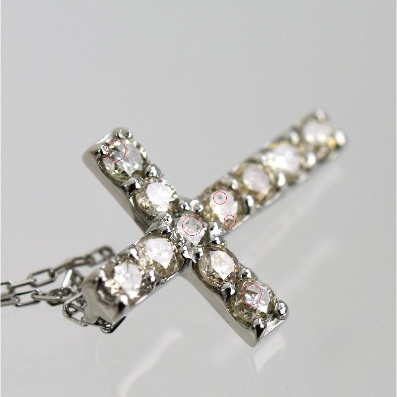 ネックレス レディース Pt850×Pt900 クロスモチーフ ダイヤ 0.22ct