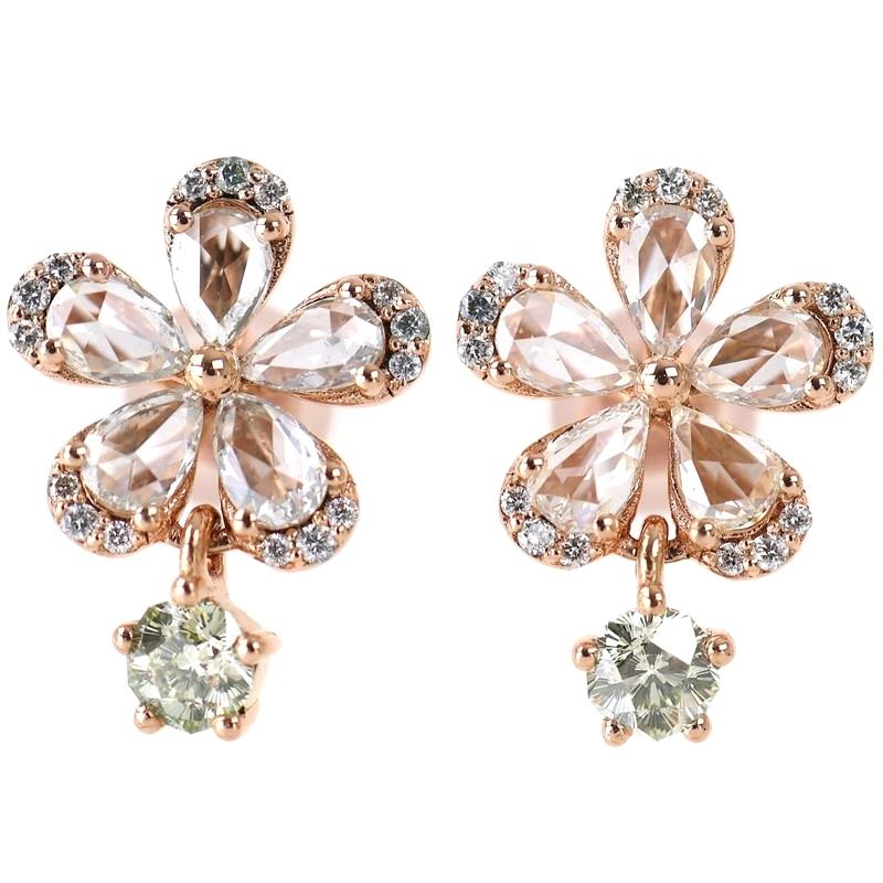 さくらダイヤモンド ピアス 0.172ct 0.171ct ダイア 各0.45ct フラワー