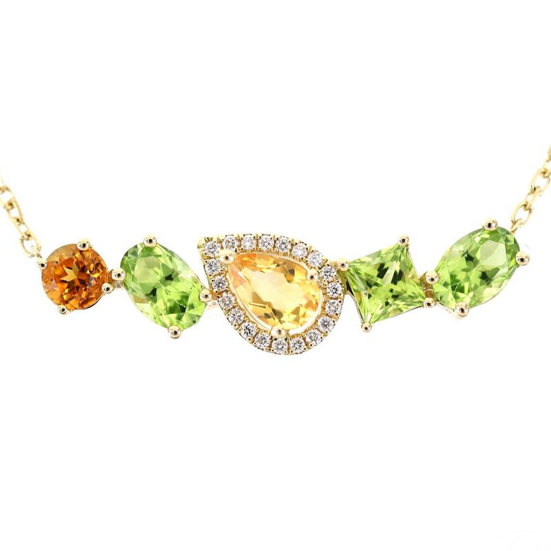 ネックレス シトリン ペリドット 1.98ct ダイヤモンド 0.07ct 45.5cm