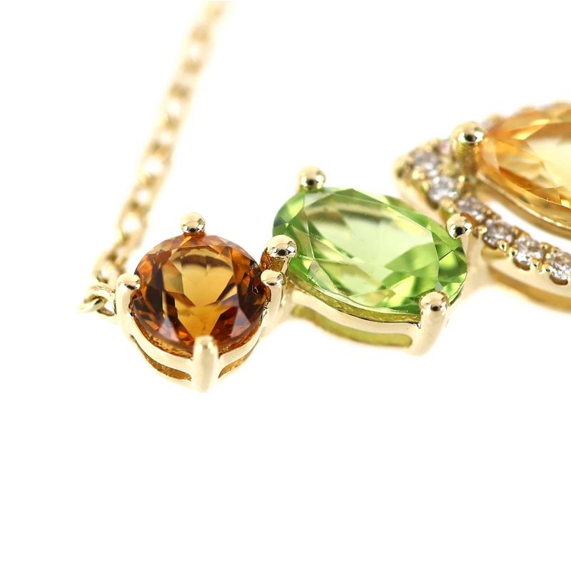 ネックレス シトリン ペリドット 1.98ct ダイヤモンド 0.07ct 45.5cm