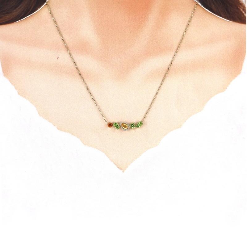 ネックレス シトリン ペリドット 1.98ct ダイヤモンド 0.07ct 45.5cm