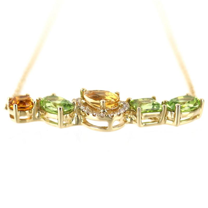 ネックレス シトリン ペリドット 1.98ct ダイヤモンド 0.07ct 45.5cm
