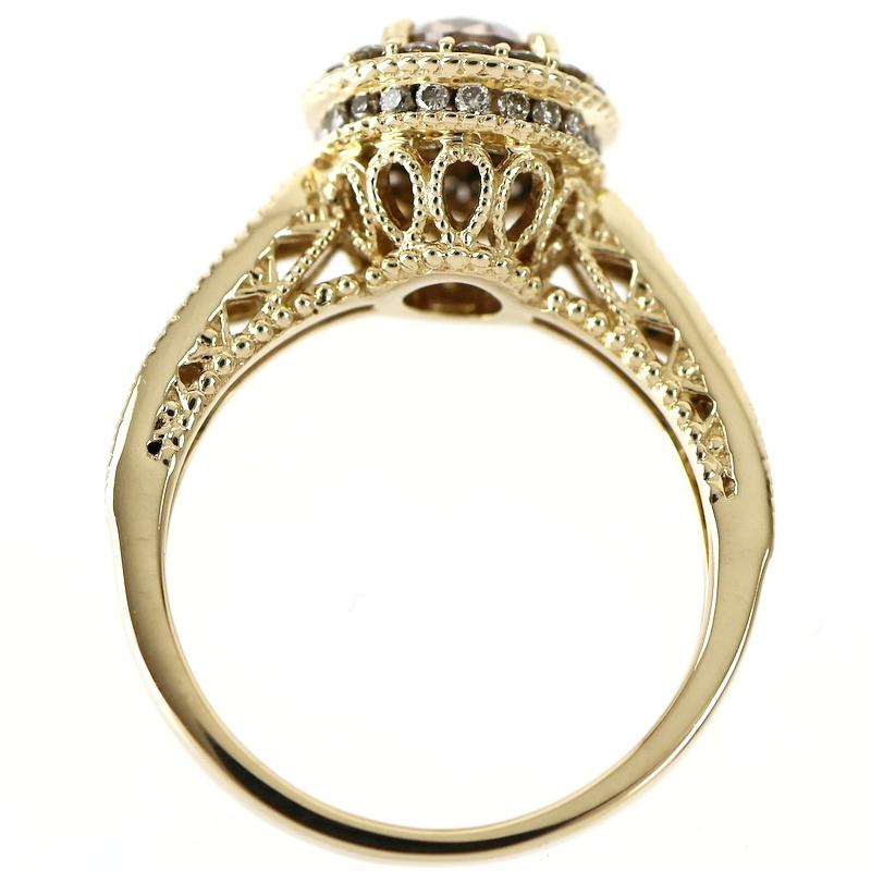 指輪 レディース 18金 14号 ブラウンダイヤ 1.017ct ダイヤ 0.60ct