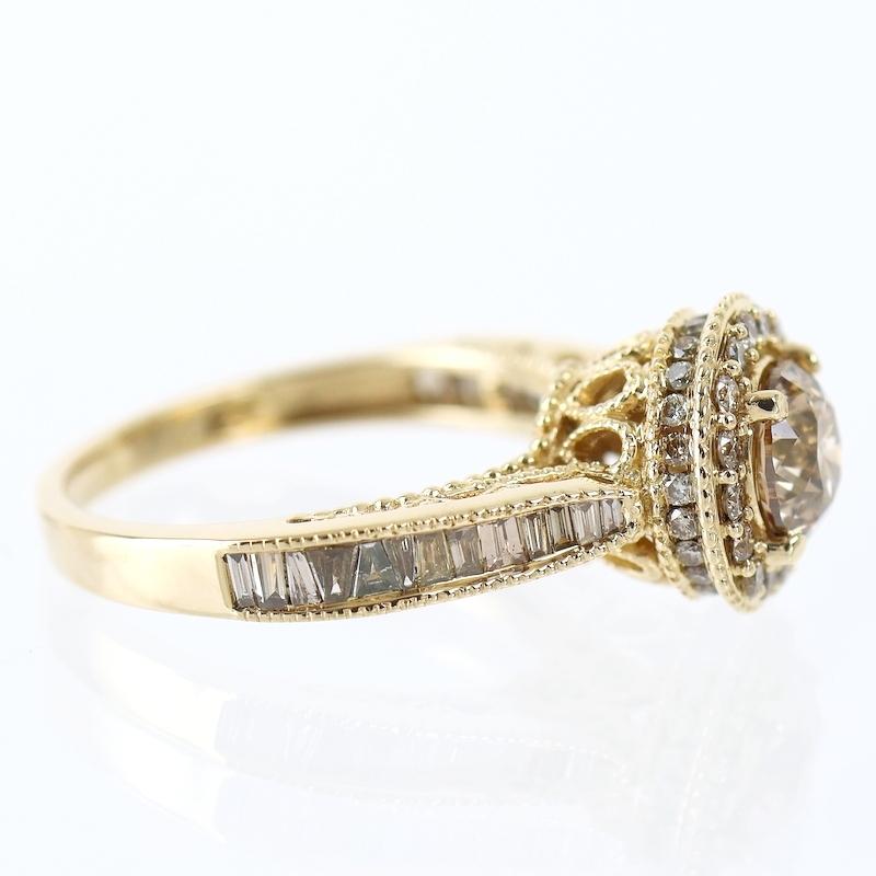 指輪 レディース 18金 14号 ブラウンダイヤ 1.017ct ダイヤ 0.60ct 