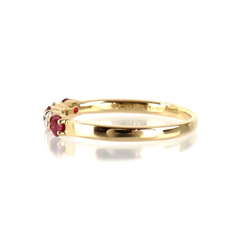 ルビー 指輪 12号 K18YG イエローゴールド ダイヤ 一文字 ジュエリー