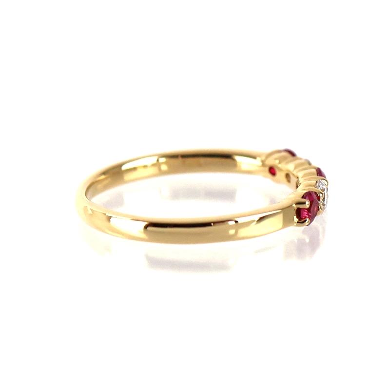 ルビー 指輪 12号 K18YG イエローゴールド ダイヤ 一文字 ジュエリー
